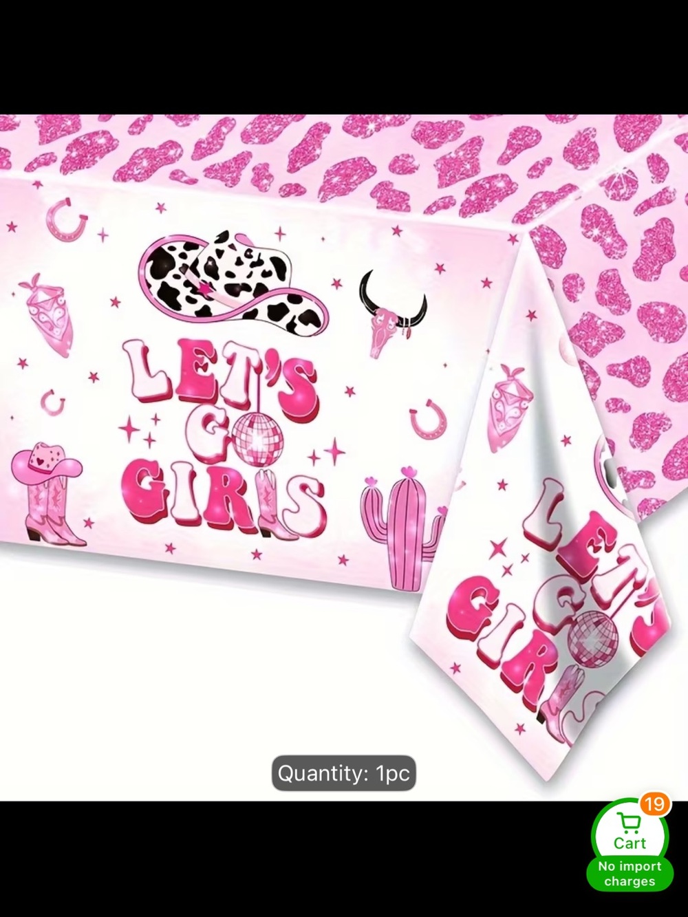 Pink "Let's Go Girls" Party Tablecloth - Western Cowgirl Theme